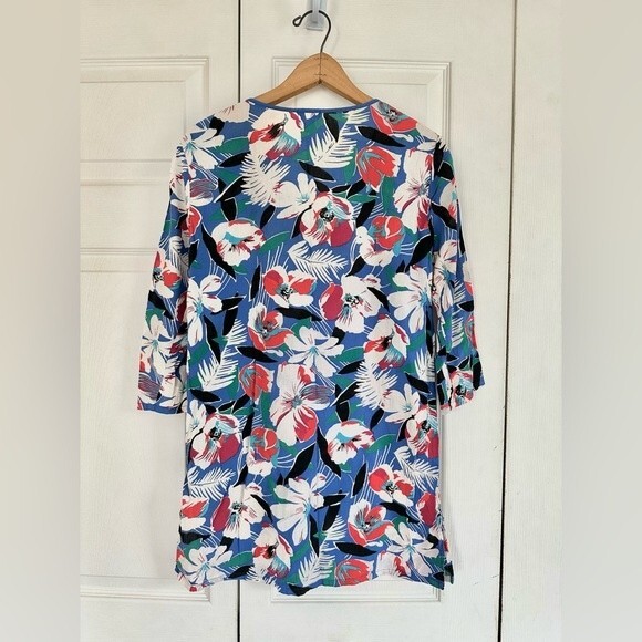 J. Crew floral tunic women’s top size XS tropical flowers Hawaiian - Picture 3 of 7